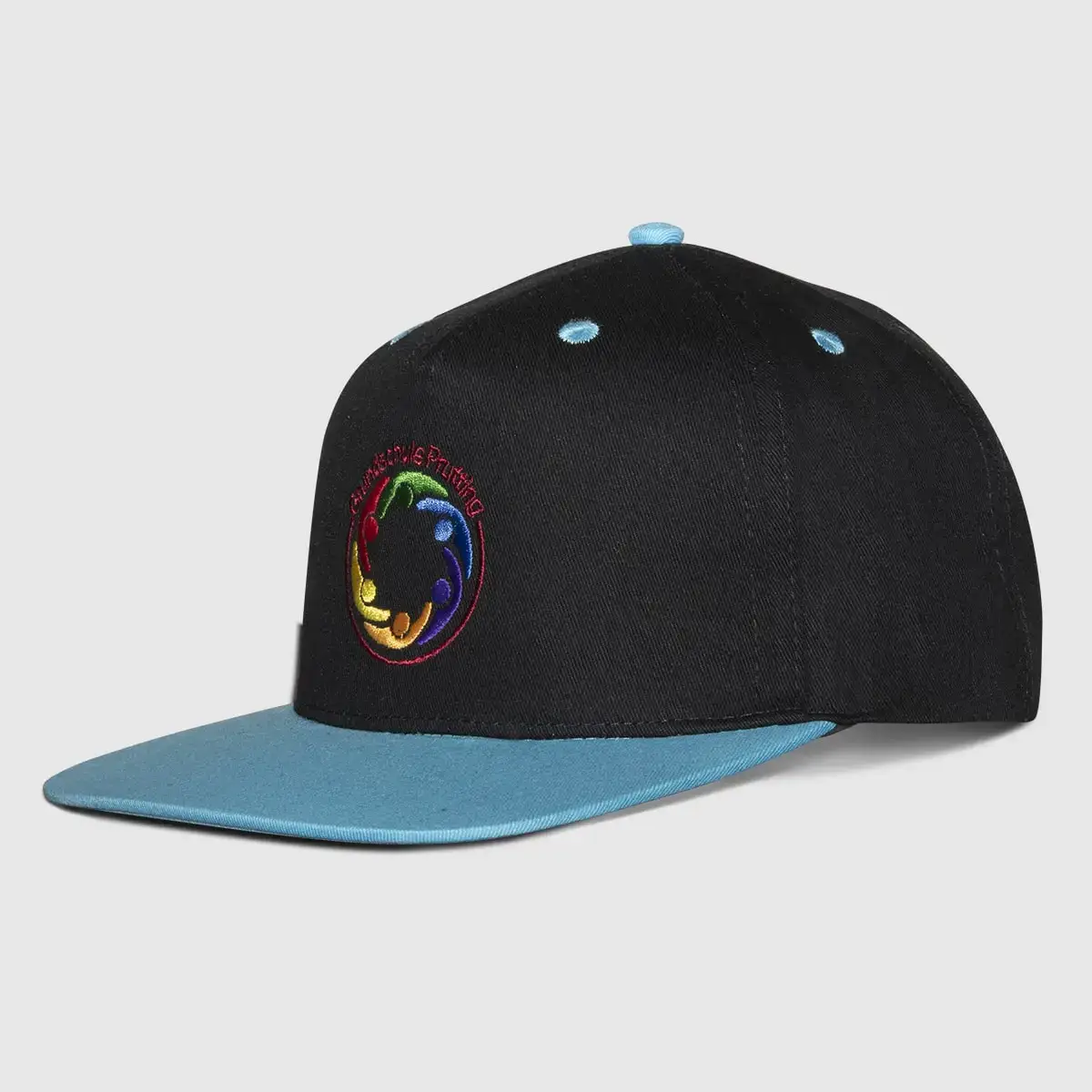 Beechfield 5 Panel Contrast Snapback „Grundschule Prutting“ – Einheitsgröße – schwarz/türkis – Bild 2